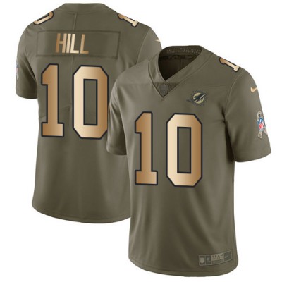 Nike Miami Dolphins #10 Tyreek Hill OliveGold Men's Stitched NFL Limited 2017 Salute To Service Jersey Men's